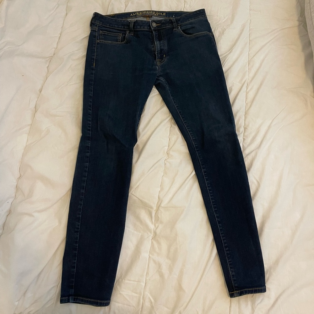 American Eagle Mens Denim Jeans - Slim Straight Extreme Flex Dark Wash 33x32